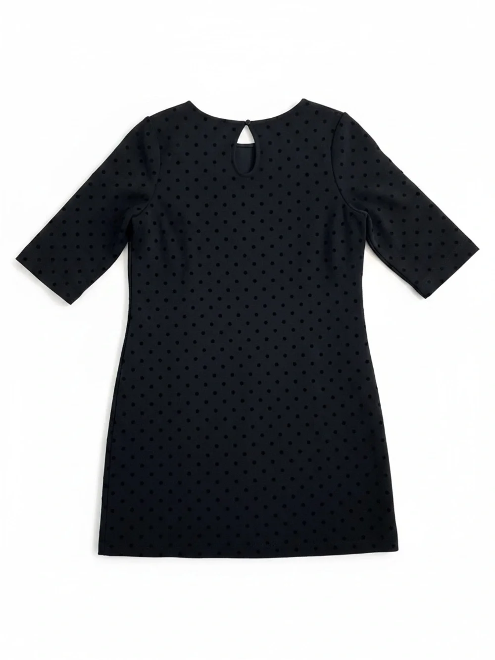 Kate Spade Polka Swiss Dot Dress Womens M Black 3/4 Sleeve Keyhole